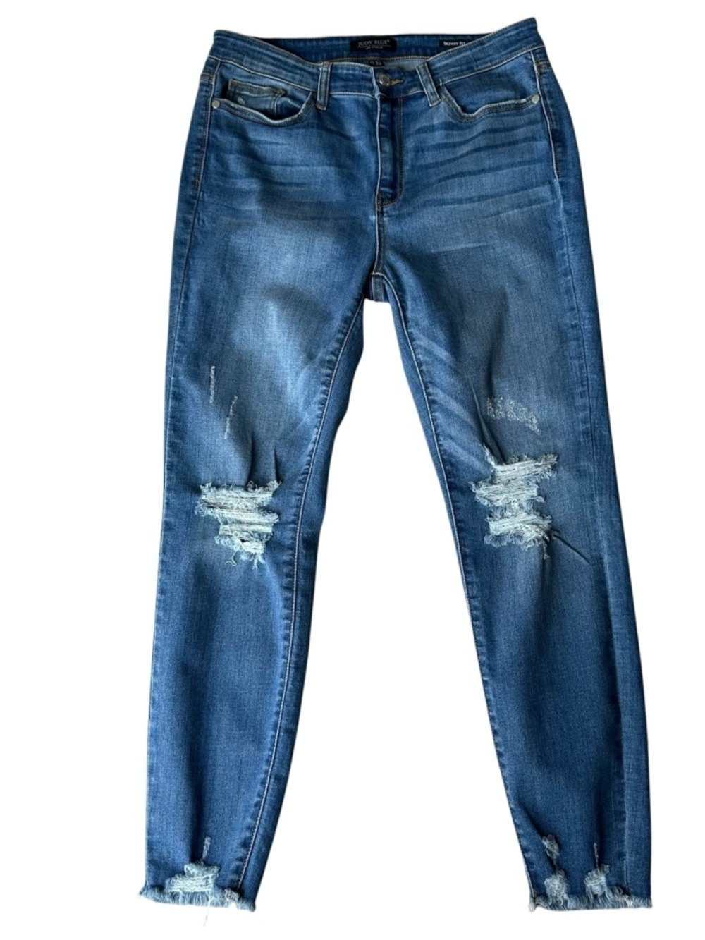 Judy Blue Skinny Fit Distressed Jeans Women’s Size 11/30 Stretch Denim - Picture 2 of 9